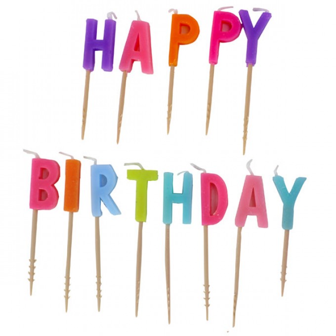 Velas Happy Birthday - Cores Pastel 14 un