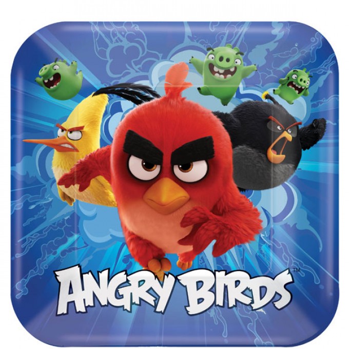 Angry Bird Movie 8 Pratos Quadrados 23cm