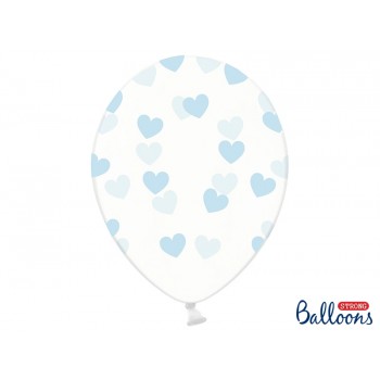 Balões Transparentes Com Corações Azul Claro