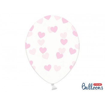 Balões Transparentes com Corações Rosa Claro