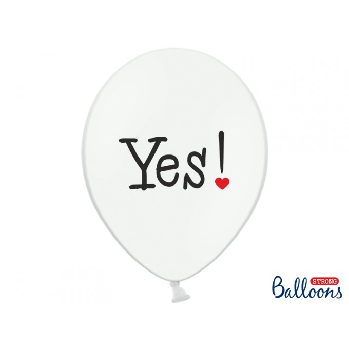 BALÕES BRANCOS "WILL YOU MARRY WITH ME - YES" - PACK.6
