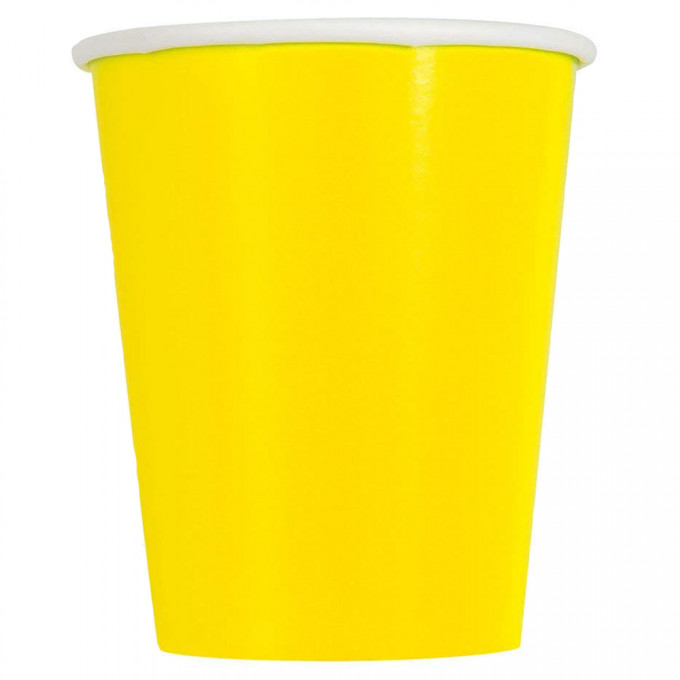 ptc 99206 unique paper cup 270ml pack of 14 neon yellow 1530699950