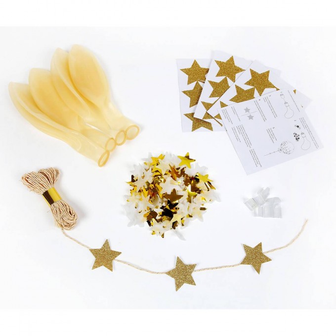 Meri Meri AW17 Confetti Balloon Kit Gold Stars Contents