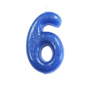 Vela Glitter Azul Nº 6