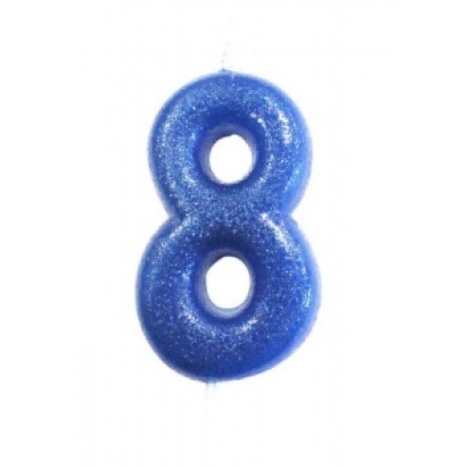 Vela Glitter Azul Nº 8