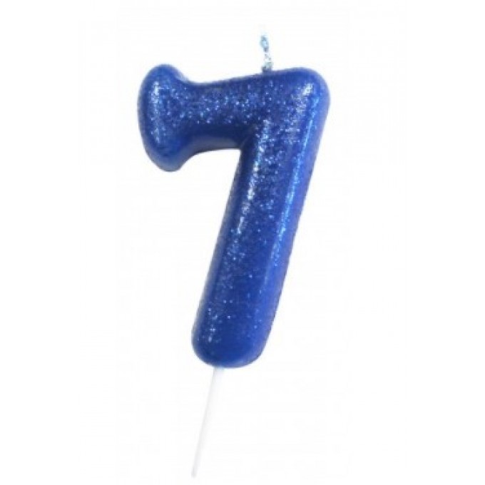 Vela Glitter Azul Nº 7