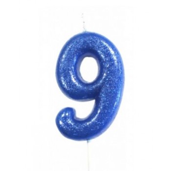 Vela Glitter Azul Nº 9