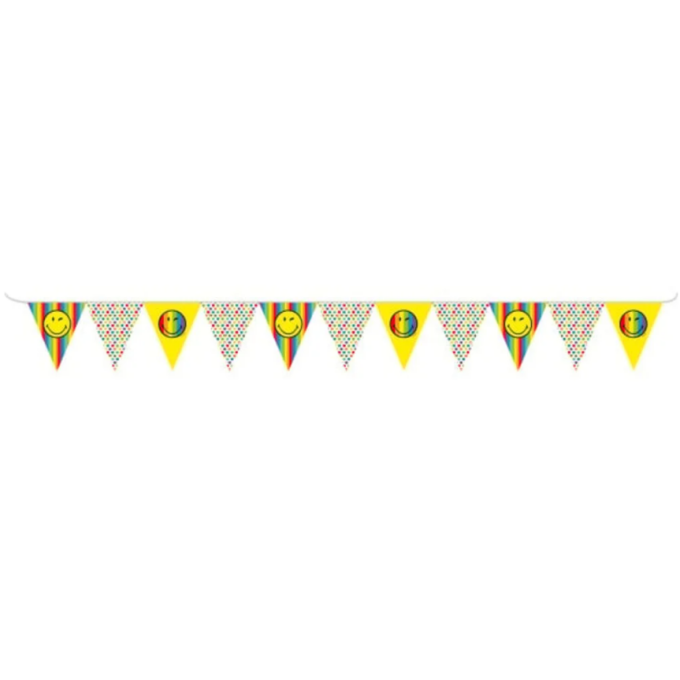 banner bandeirolas papel festa smiley emoji