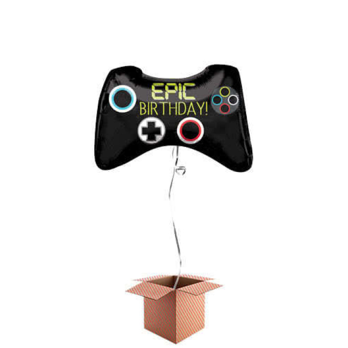 epic party game controller supershape helium foil balloon inflated balloon in a box product image
