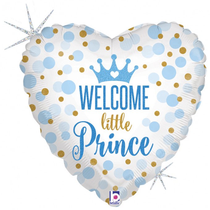 Balão Coração Azul Welcome Little Prince
