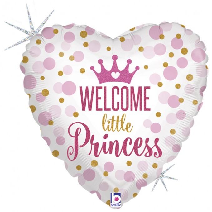 Balão Coração Rosa Welcome Little Princess