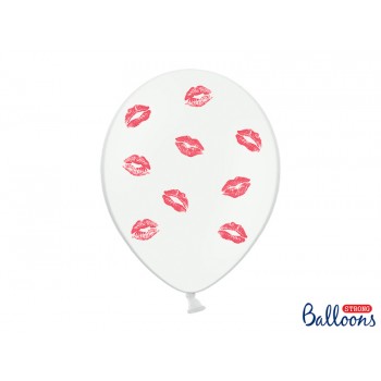 Balão Látex Branco Com Beijinhos Vermelho