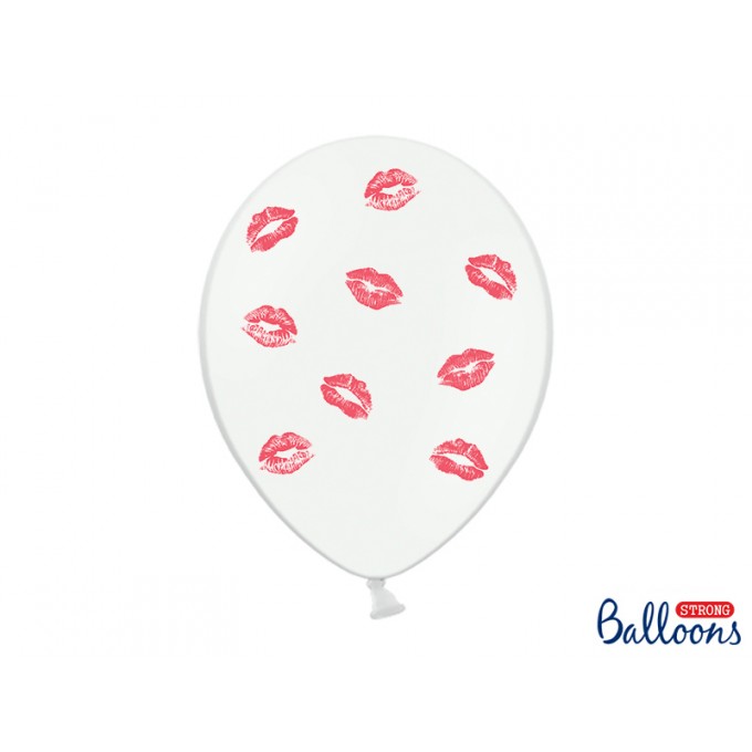 Balão Látex Branco Com Beijinhos Vermelho