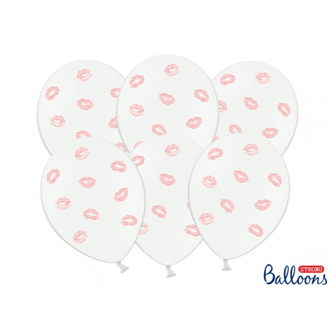 Balão Látex Branco Com Beijinhos Rosa