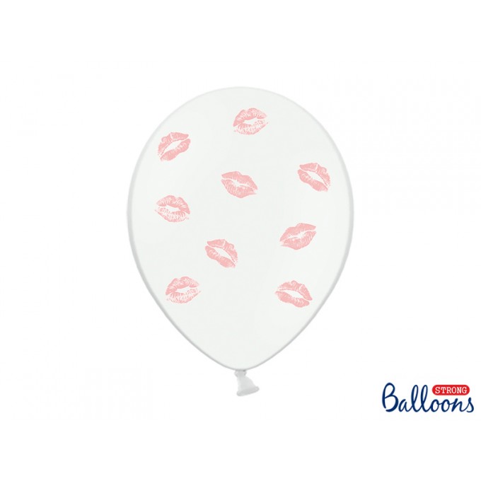 Balão Látex Branco Com Beijinhos Rosa