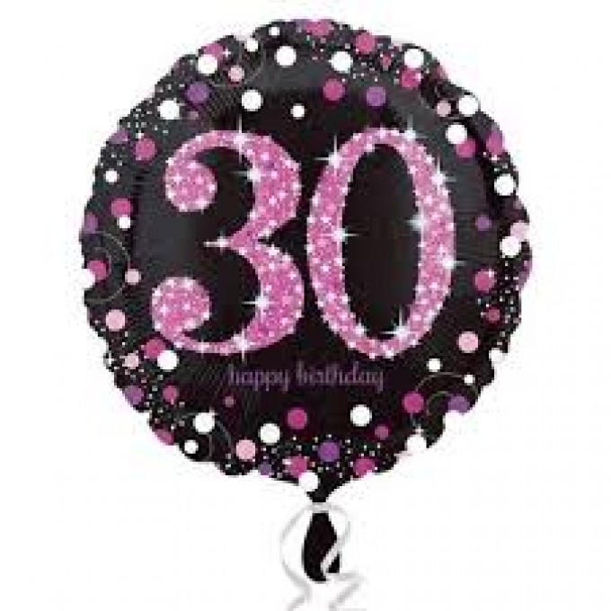 Balão 30 anos Rosa - 45cm