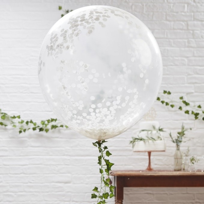 Balões Confetis Brancos 91cm - Conj.3