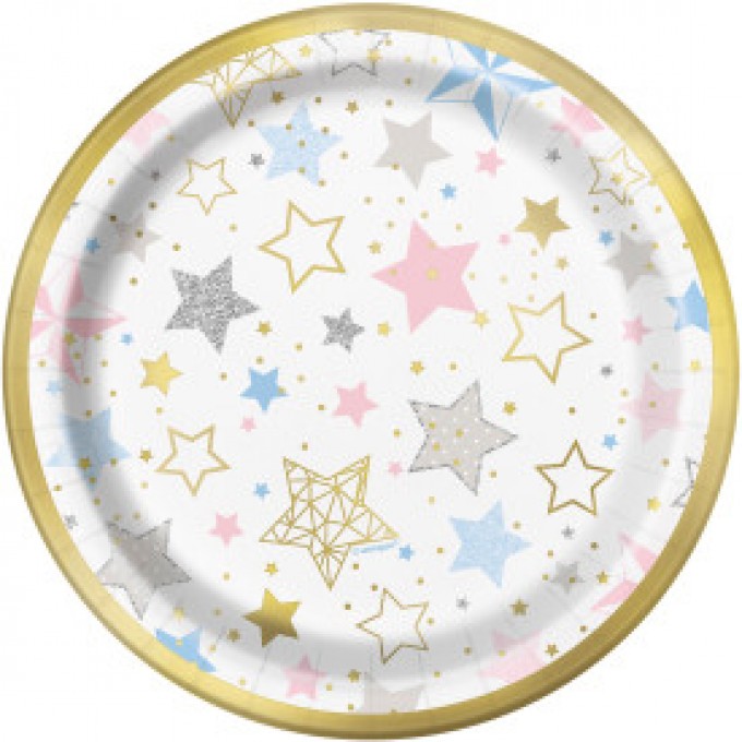 Pratos Estrelas Cor Pastel - 17cm