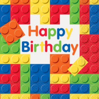 Lego Party Happy Birthday Guardanapos - Pack 16