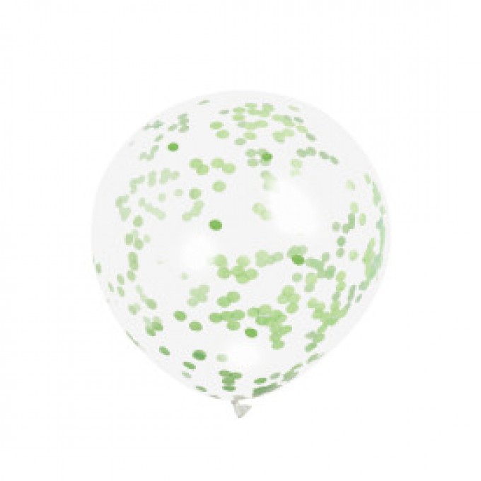 Balões Com Confetis Verde - Conj.6