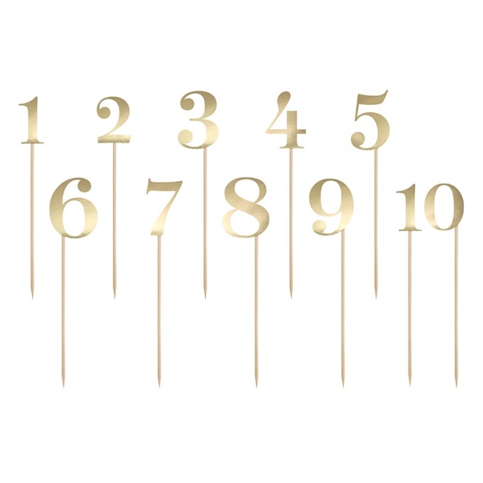Topper Marcadores Numeros Ouro - Pack 10