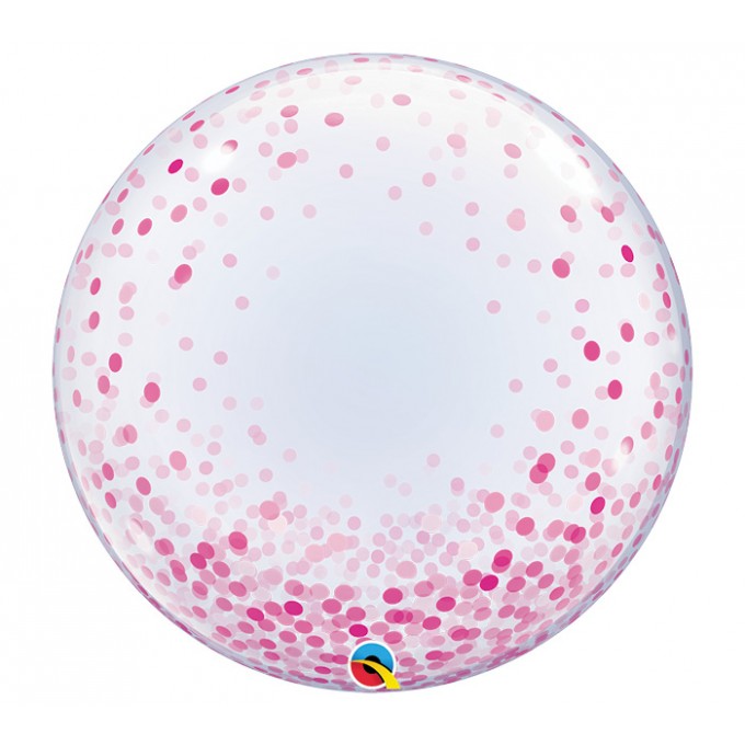 Bubble Transparente Confetis Rosa Impressos