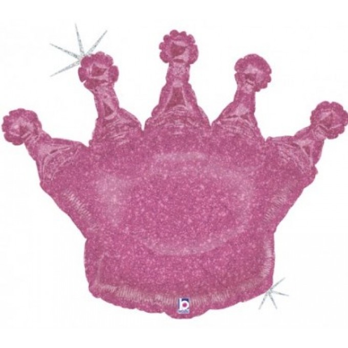 Balão Coroa Glitter Rosa - 91cm