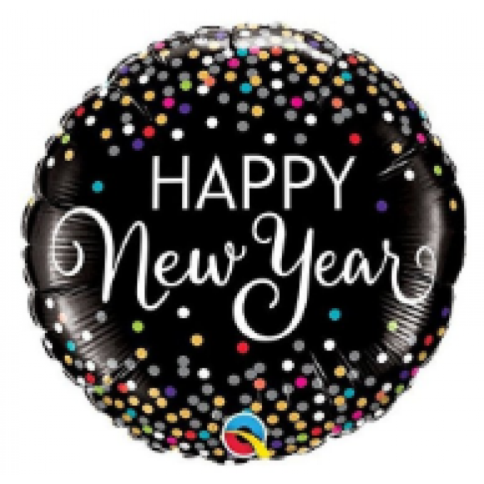 Balão Ano Novo Happy New Year Confetti - 46cm