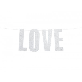Banner LOVE prata glitter