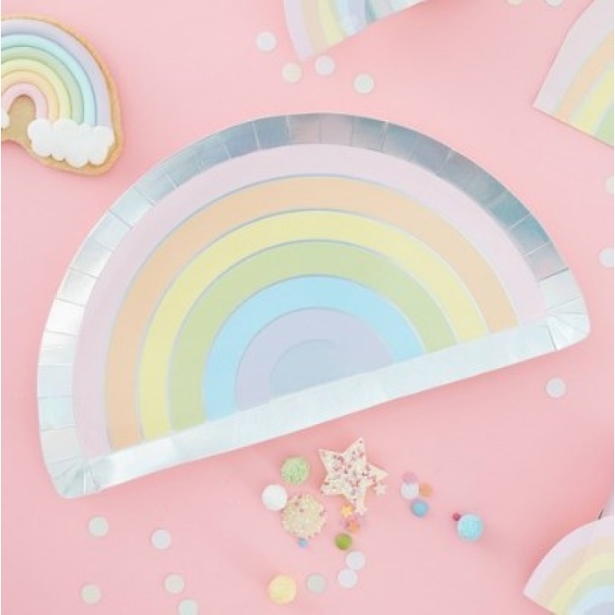 Arco-íris (Rainbow) Pastel Pratos - Pack 8