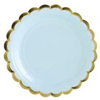 Pratos Azul com Vivo Ouro 18cm - Pack 6