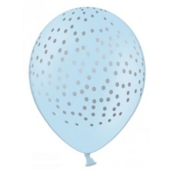 Balão Látex Bolinhas Prata - Azul Claro