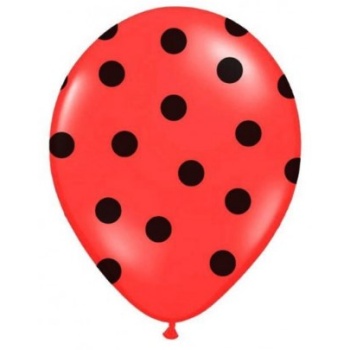 Balão Látex Bolas Preta - Vermelho
