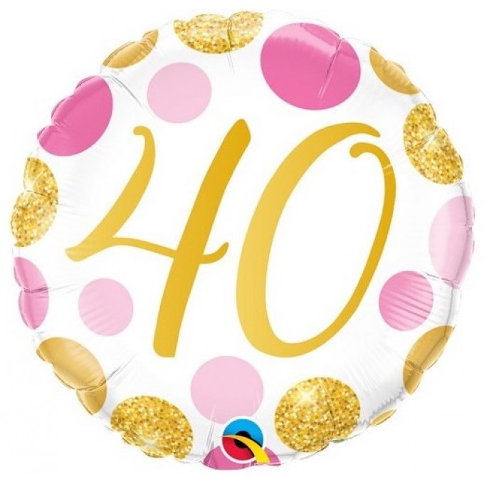 Balão 40 Anos - Bolas Rosa e Ouro