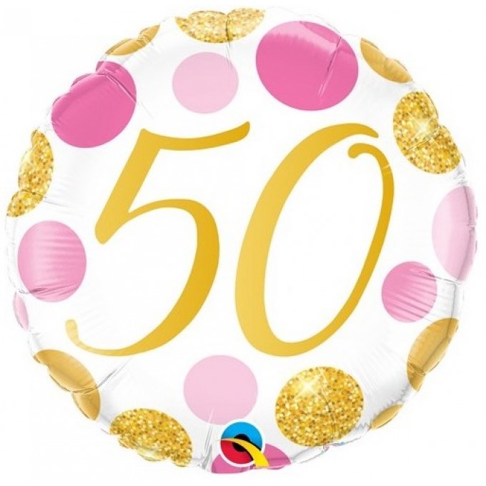 Balão 50 Anos - Bolas Rosa e Ouro