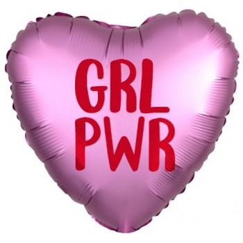 Balão Coração Rosa GRL PWR  - 45cm