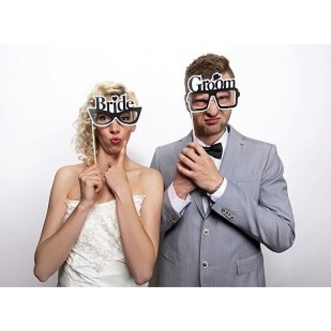 Adereços para Fotografias (Photo Booth) Óculos Bride & Groom