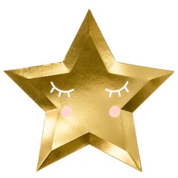 Pratos Estrela Ouro com Olhinhos - Pack 6