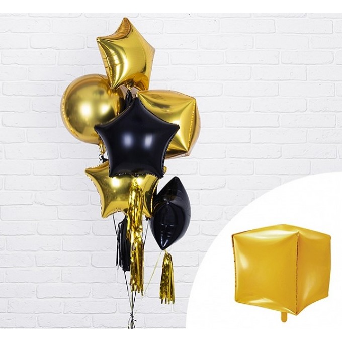 Balão Cubo Ouro - 35cm