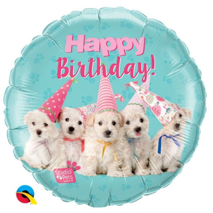 Balão Happy Birthday Cães - 46cm