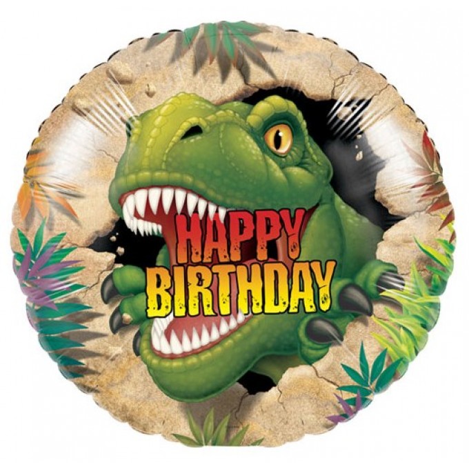 Balão Happy Birthday Dinossauros - 46cm