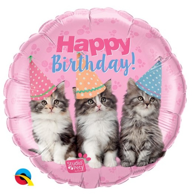 Balão Happy Birthday Gatos - 46cm