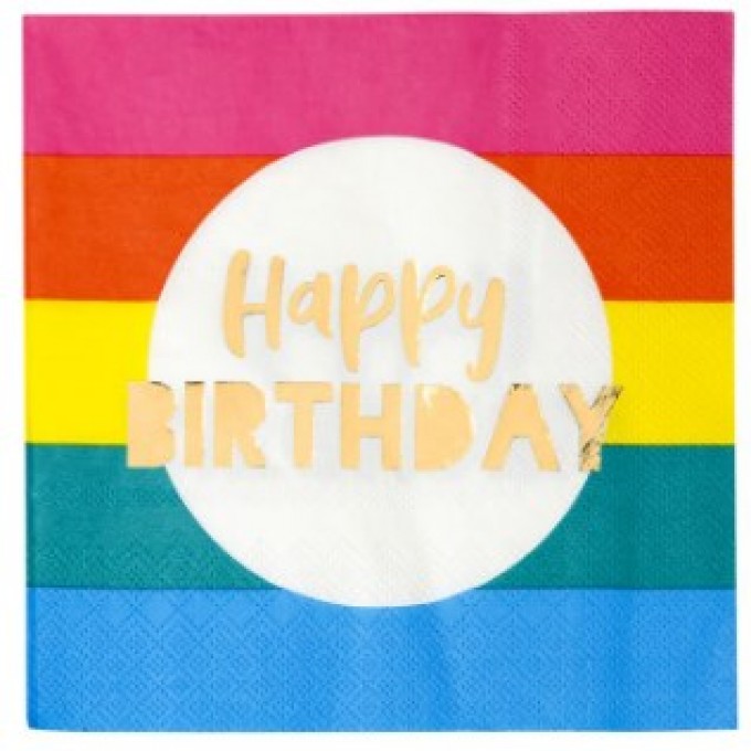 Guardanapos Happy Birthday Arco-Íris (Rainbow) - Pack 16