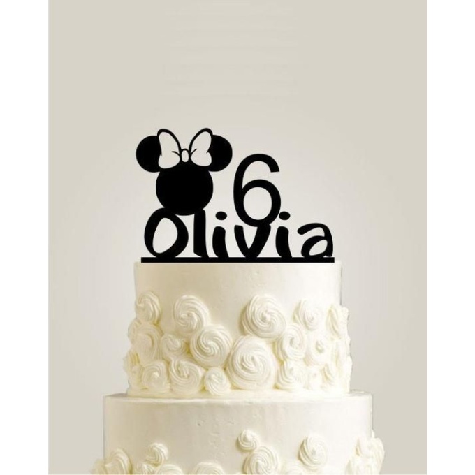 Personalized Birthday Cake Topper Minnie Birthday Cake Topper Customized Name and Age