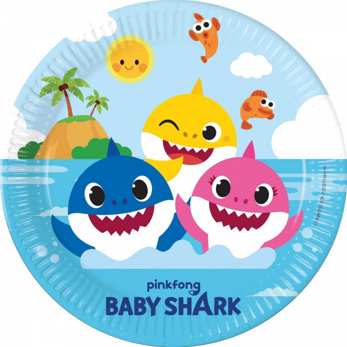 baby shark party plates size 23 cm pack of 8 disposable paper plates childrens birthday party tableware fsc