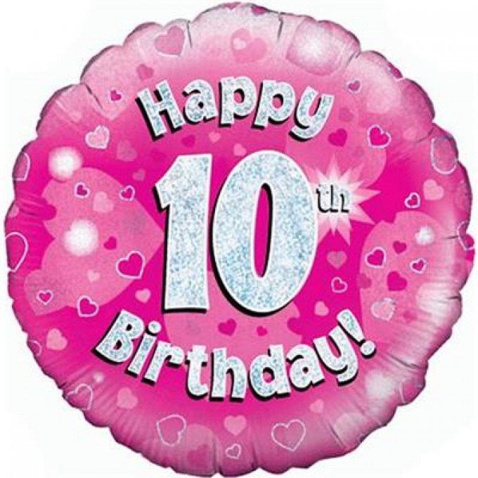 pink happy 10th birthday 18 foil t85