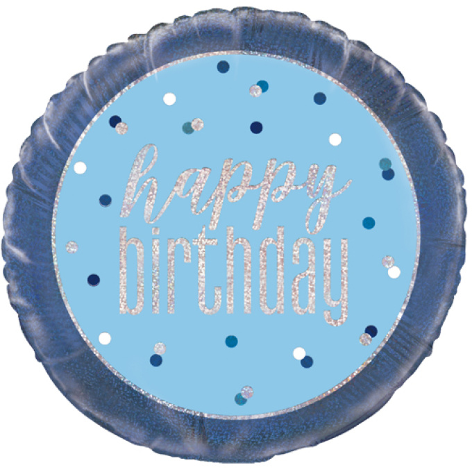 balão happy birthday azul