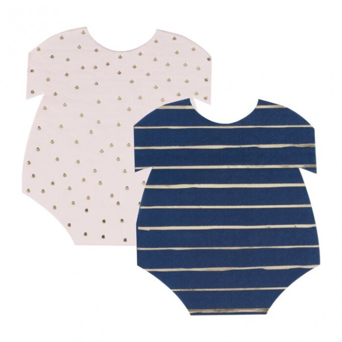 gr 105 gold foiled pink and navy baby grow shaped napkins cut out min