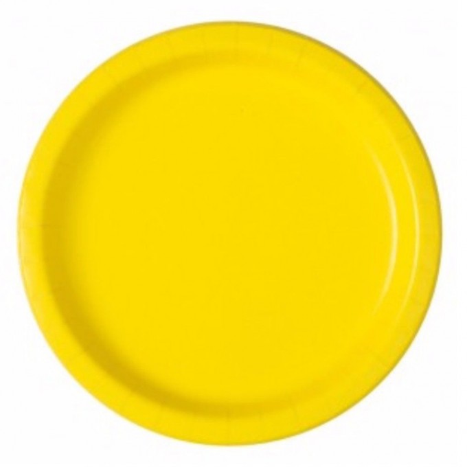 Pratos Liso Amarelo Neon 22cm Pack 16