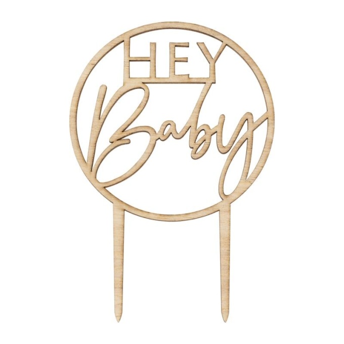 bab 109 wooden hey baby cake topper cut out min